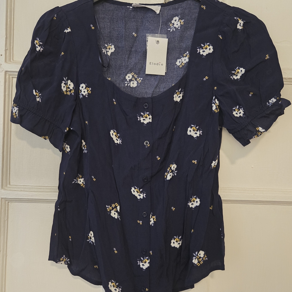 Elodie Dark Blue Floral Blouse